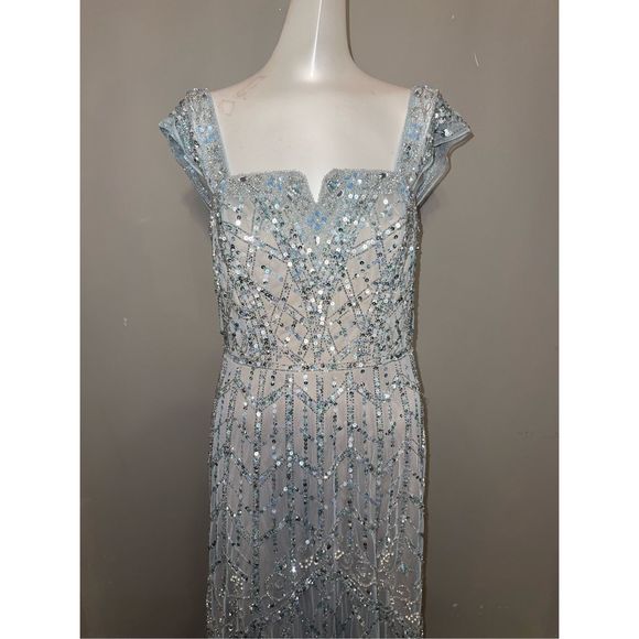 AIDAN MATTOX Cap Sleeve Beaded Ball Gown US 2 $550 - Picture 4 of 8